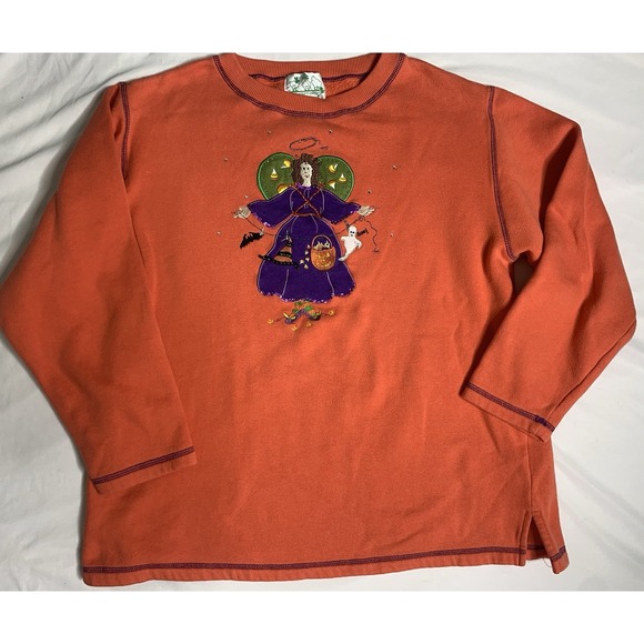 Women's L Vintage The Quacker Factory Halloween Witch Angel Sweater Granny - Picture 1 of 6